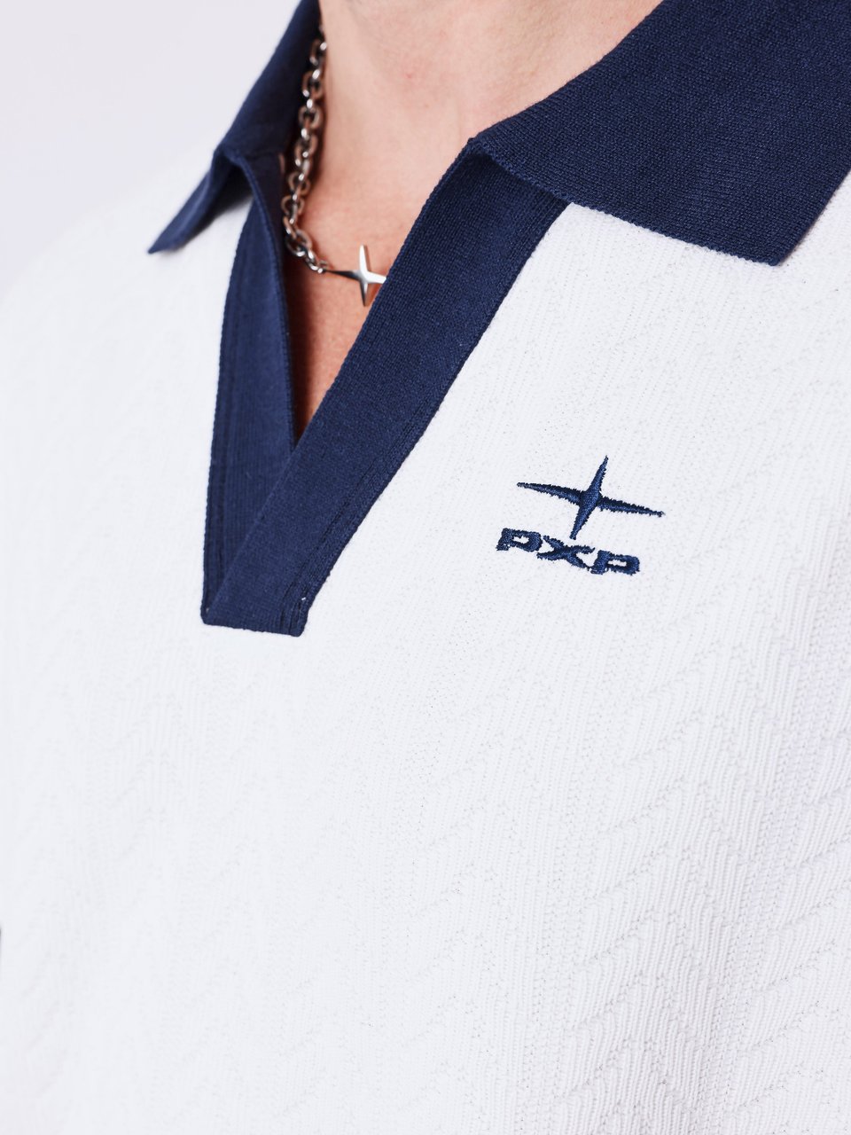 Project X Paris Loose Polo Wit Donkerblauw Blauw