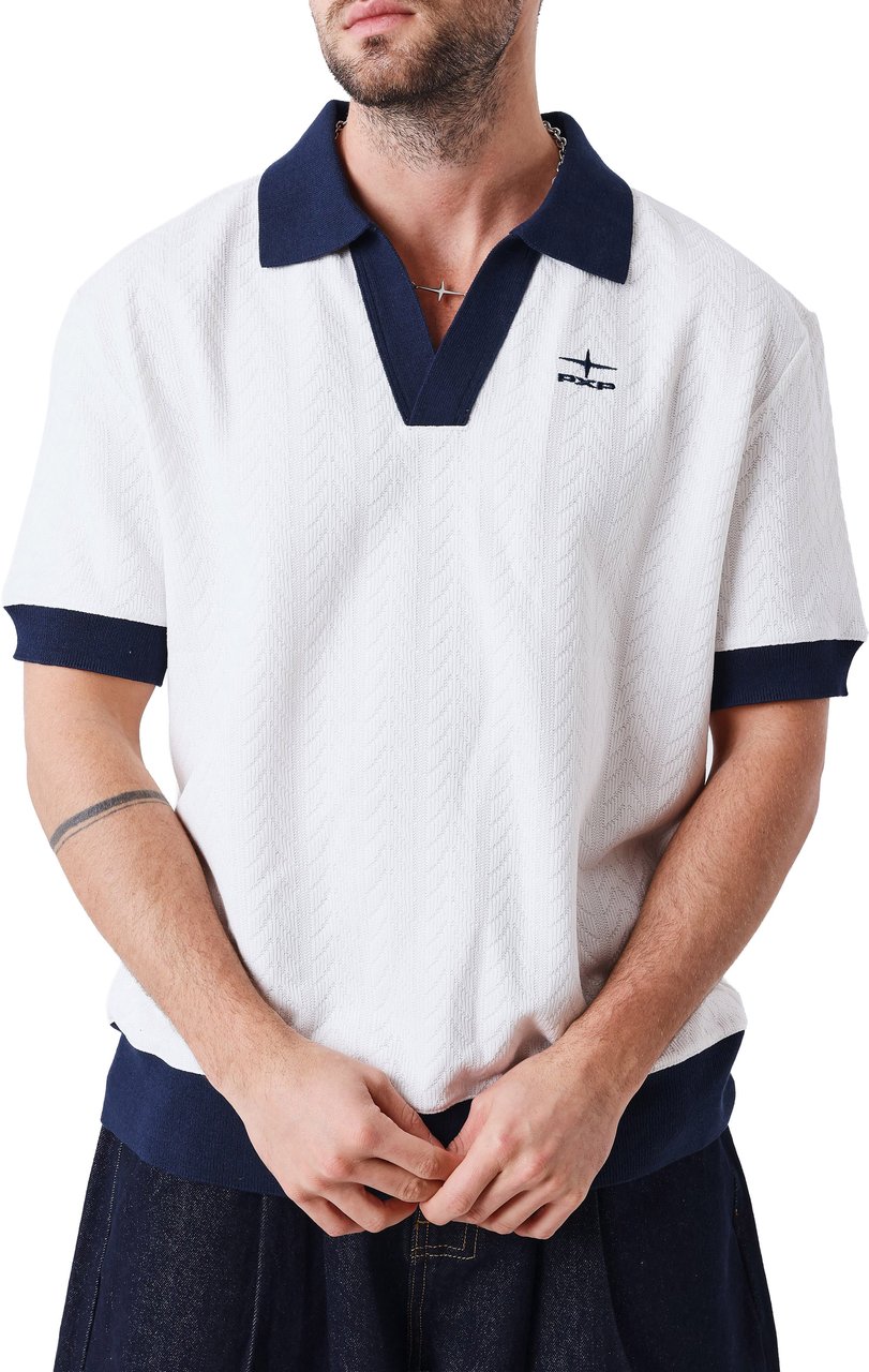 Project X Paris Loose Polo Wit Donkerblauw Blauw