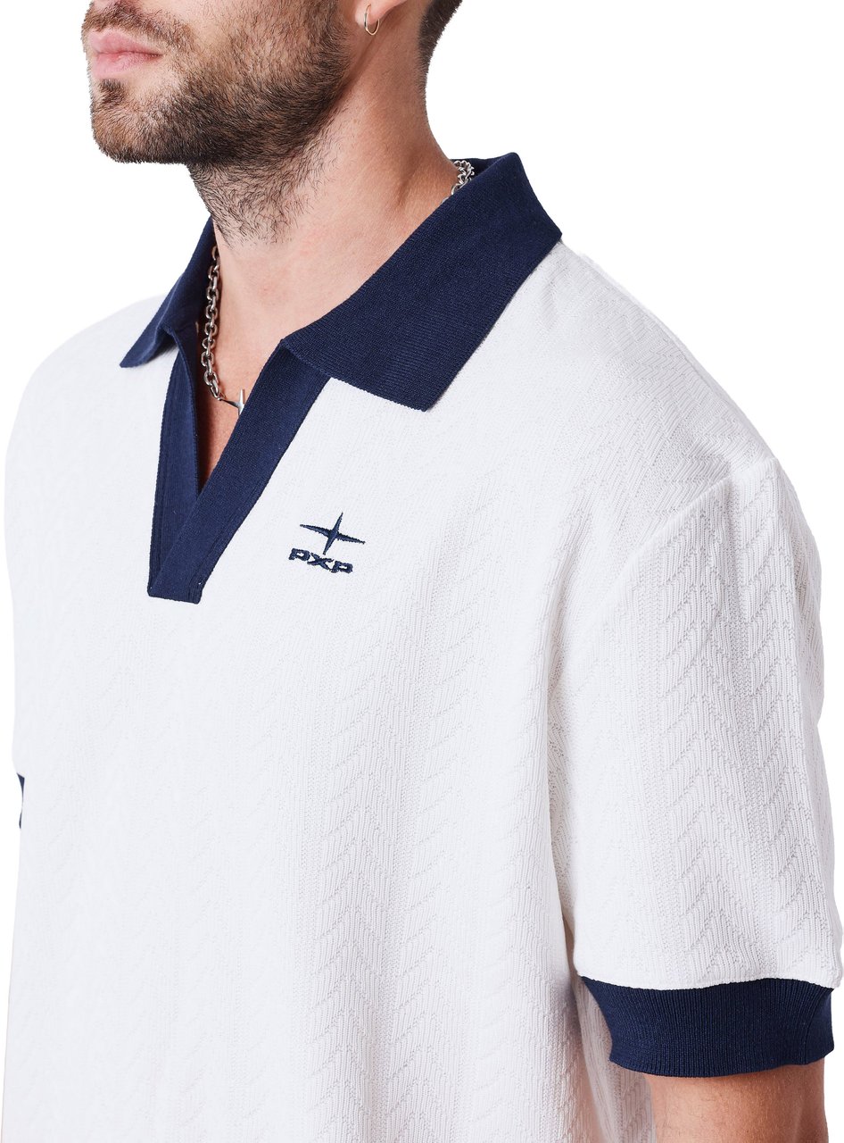 Project X Paris Loose Polo Wit Donkerblauw Blauw