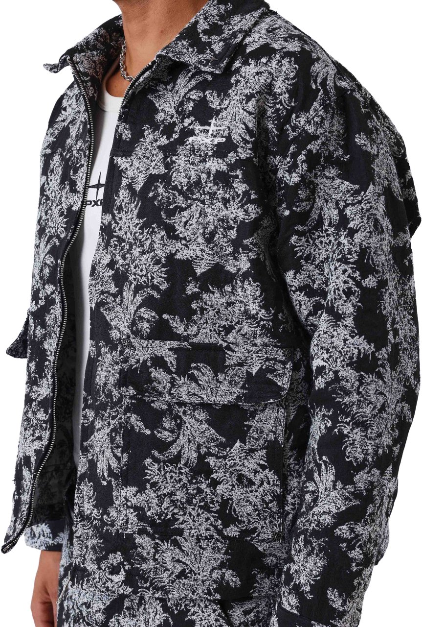 Project x Paris Project X Paris Jacket Plant Pattern Zwart Wit Blauw