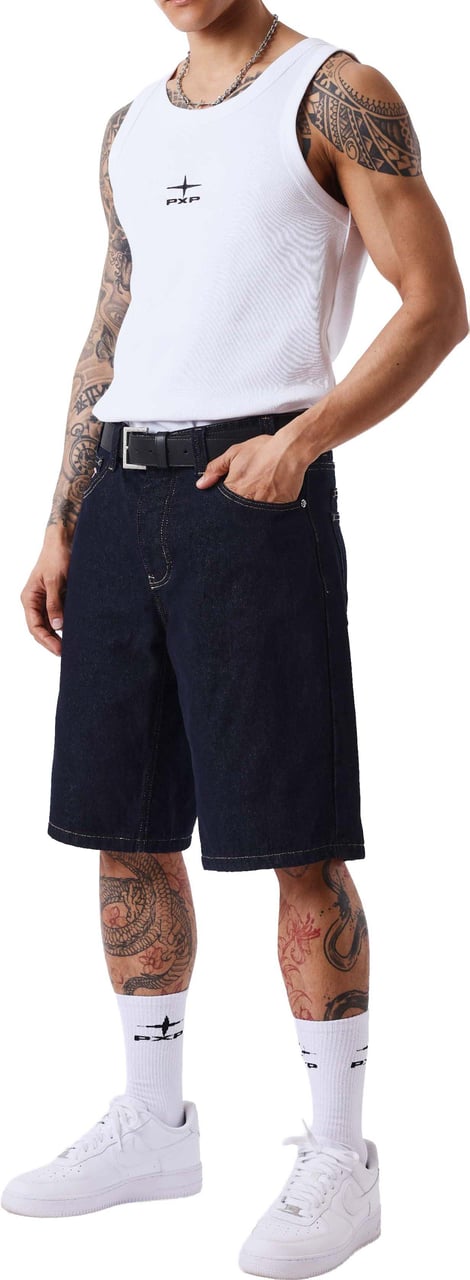 Project x Paris Project X Paris Double Pocket Denim Short Donkerblauw Blauw