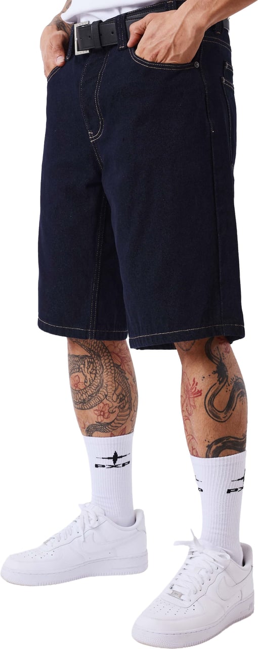 Project x Paris Project X Paris Double Pocket Denim Short Donkerblauw Blauw