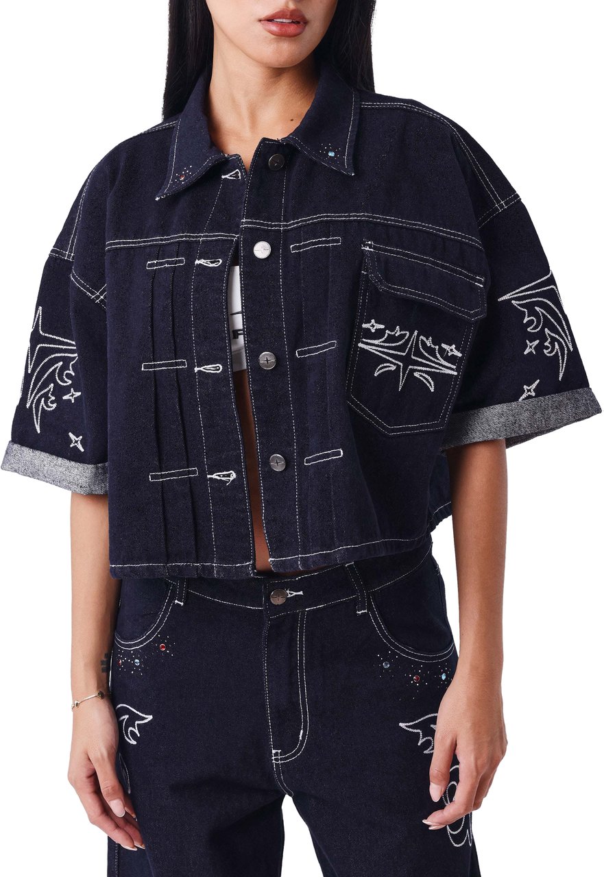 Project x Paris Project X Paris Dames Denim Vest Donkerblauw Blauw