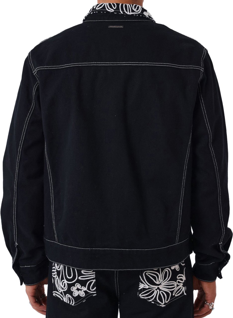 Project x Paris Project X Paris Floral Denim Jacket Zwart Zwart