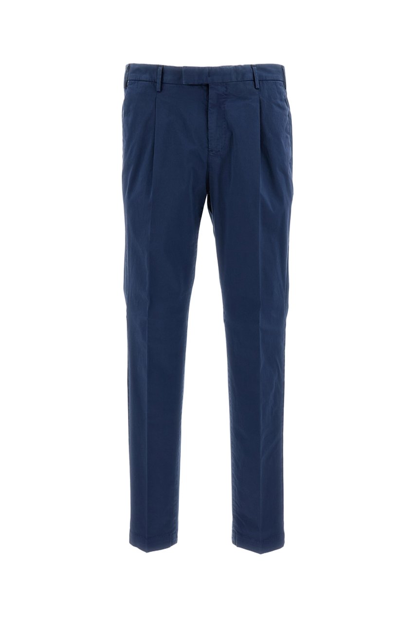 PT01/PT05 Slim-Fit Stretch Cotton Gabardine Trousers with Tailored Design Blauw