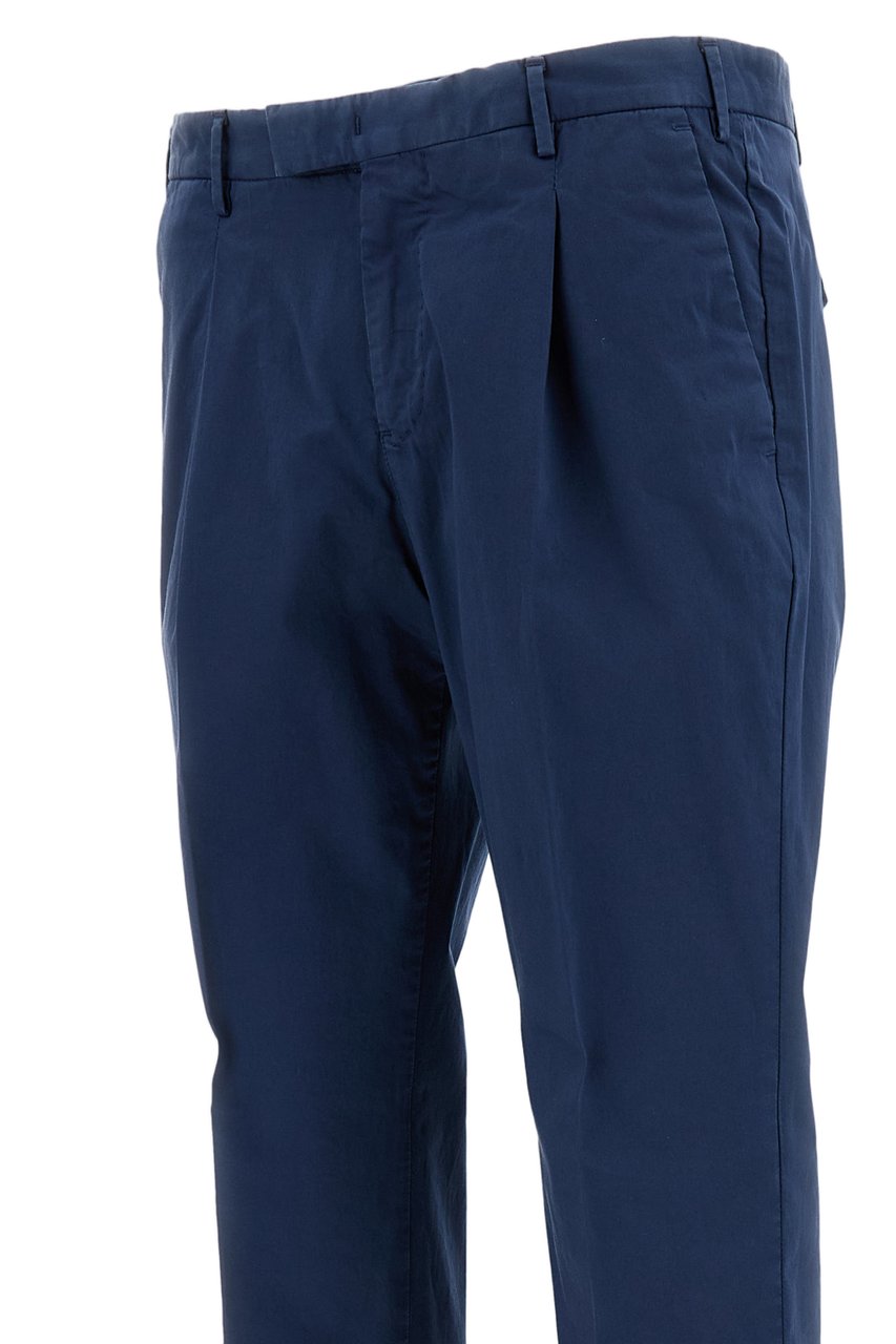 PT01/PT05 Slim-Fit Stretch Cotton Gabardine Trousers with Tailored Design Blauw