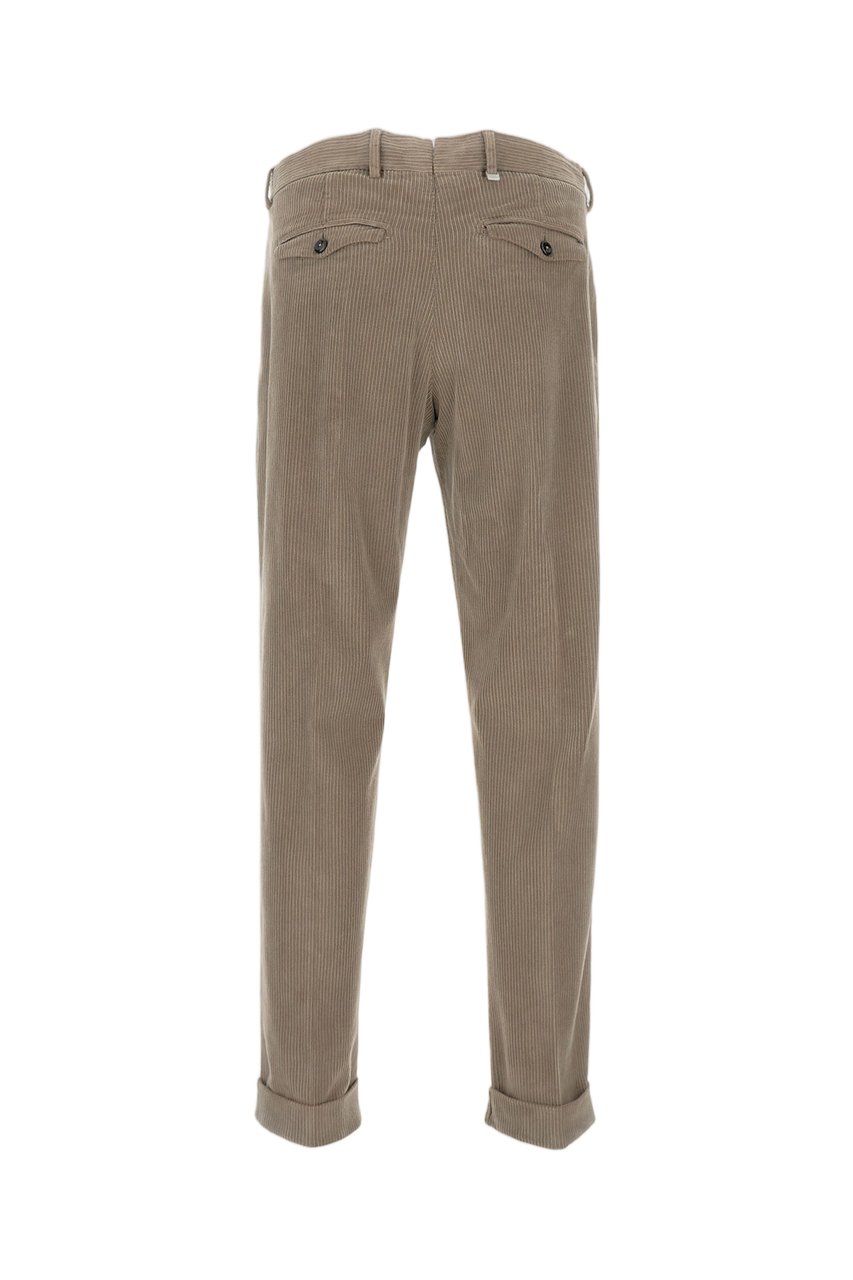 PT01/PT05 Wide Ribbed Velvet Trousers With Tailored Pleats And Flap Pockets Neutraal