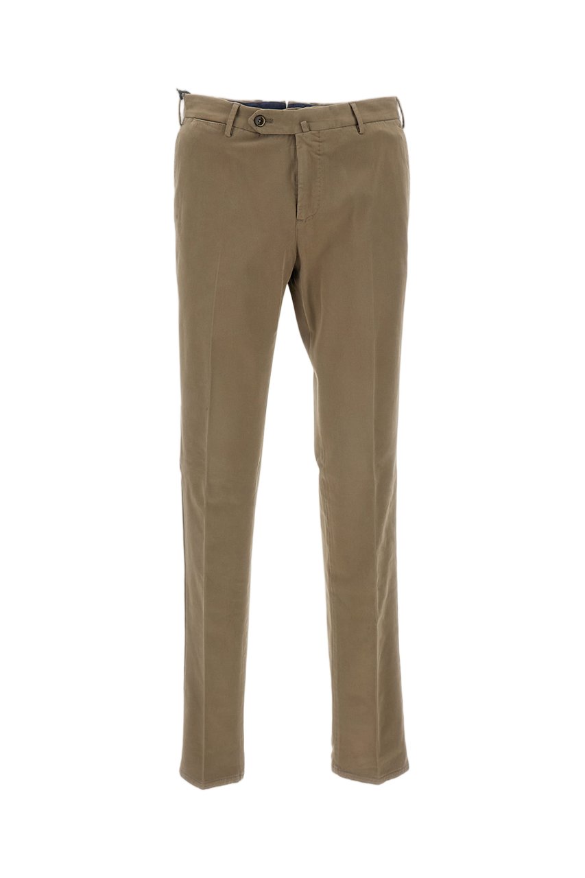 PT01/PT05 Straight-Leg Cotton Trousers With Unfinished Hem And Clean Design Bruin