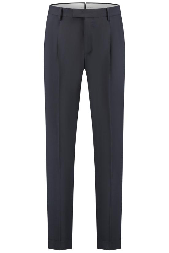 PT Torino Pantalone  - Master,  Pleat, Diagonal Pockets, Flap Back Pockets, Turn-up Blauw