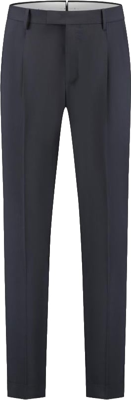 PT Torino Pantalone - Master, Pleat, Diagonal Pockets, Flap Back Pockets, Turn-up Blauw