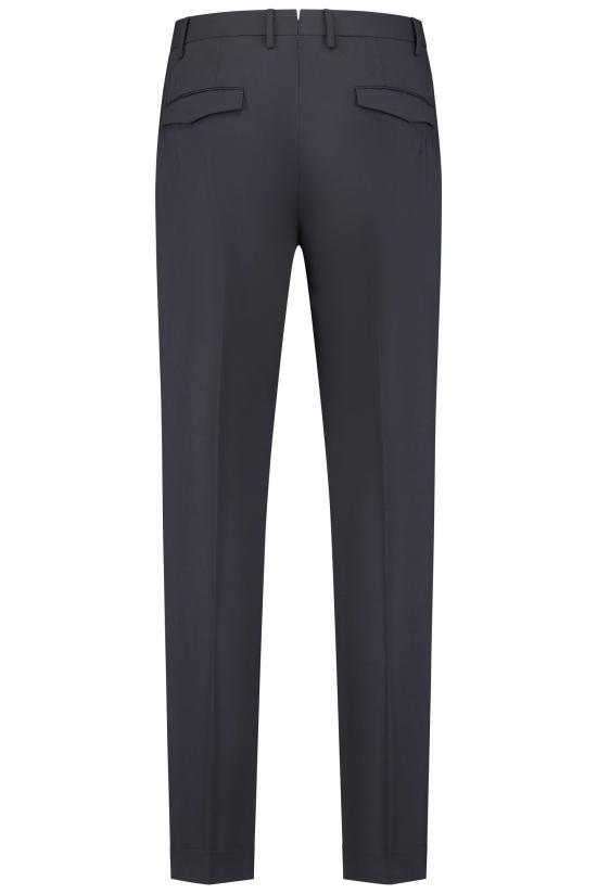 PT Torino Pantalone  - Master,  Pleat, Diagonal Pockets, Flap Back Pockets, Turn-up Blauw