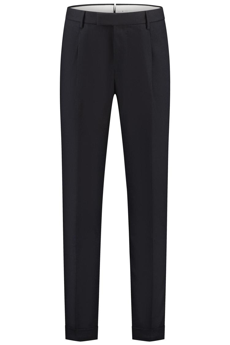 PT Torino Master,  Pleat, Diagonal Pockets, Flap Back Pockets, Turn-up Blauw
