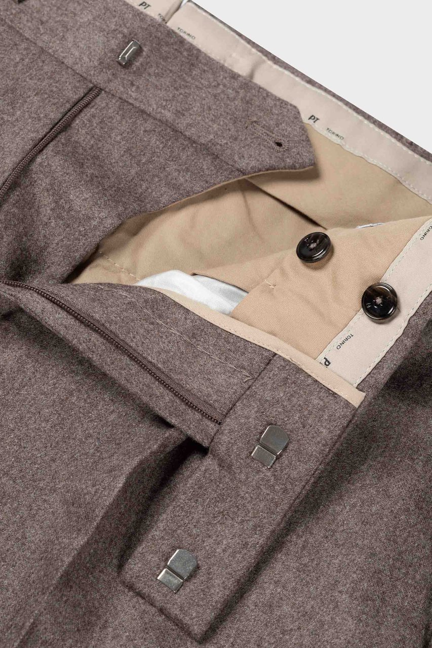 PT Torino Pantalone - Rebel Pleat, Diagonal Pockets, Flap Back Pockets, Turn-up Bruin