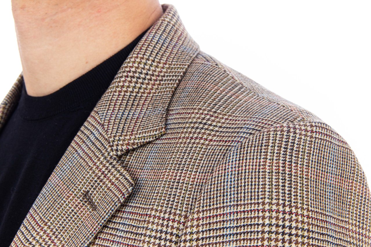 PT Torino Prince of Wales Wool Jacket Grijs