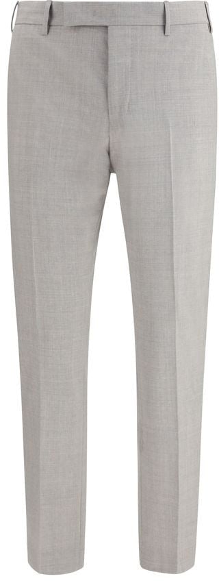 PT Torino Gray Wool Oves Aries Dress Pants Grijs
