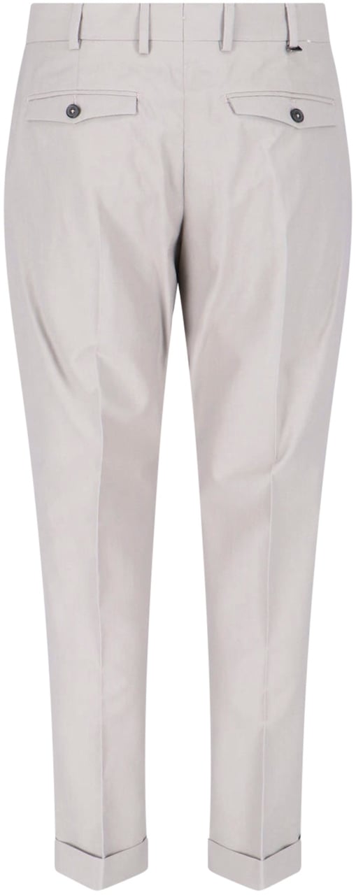 PT Torino Grey Tailored Pleated Virgin Wool Trousers Grijs