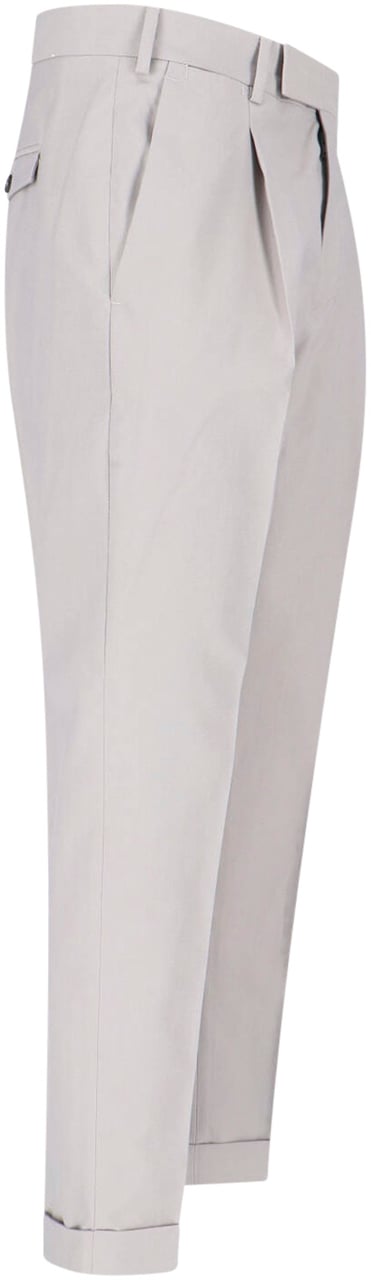PT Torino Grey Tailored Pleated Virgin Wool Trousers Grijs