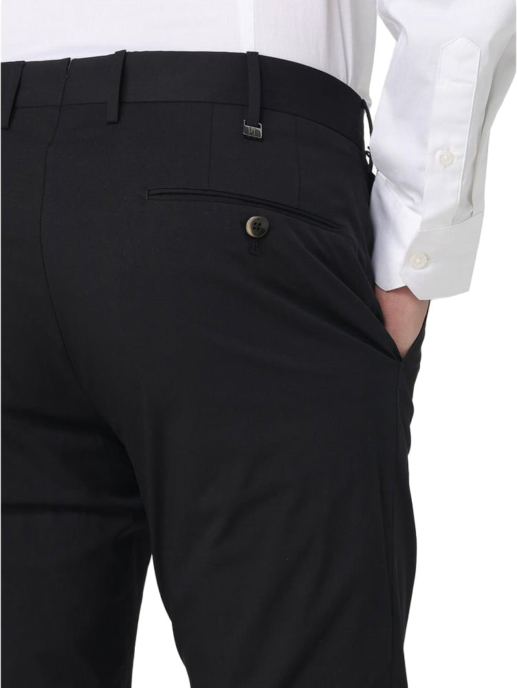 PT Torino Black Cotton Dress Pants Zwart
