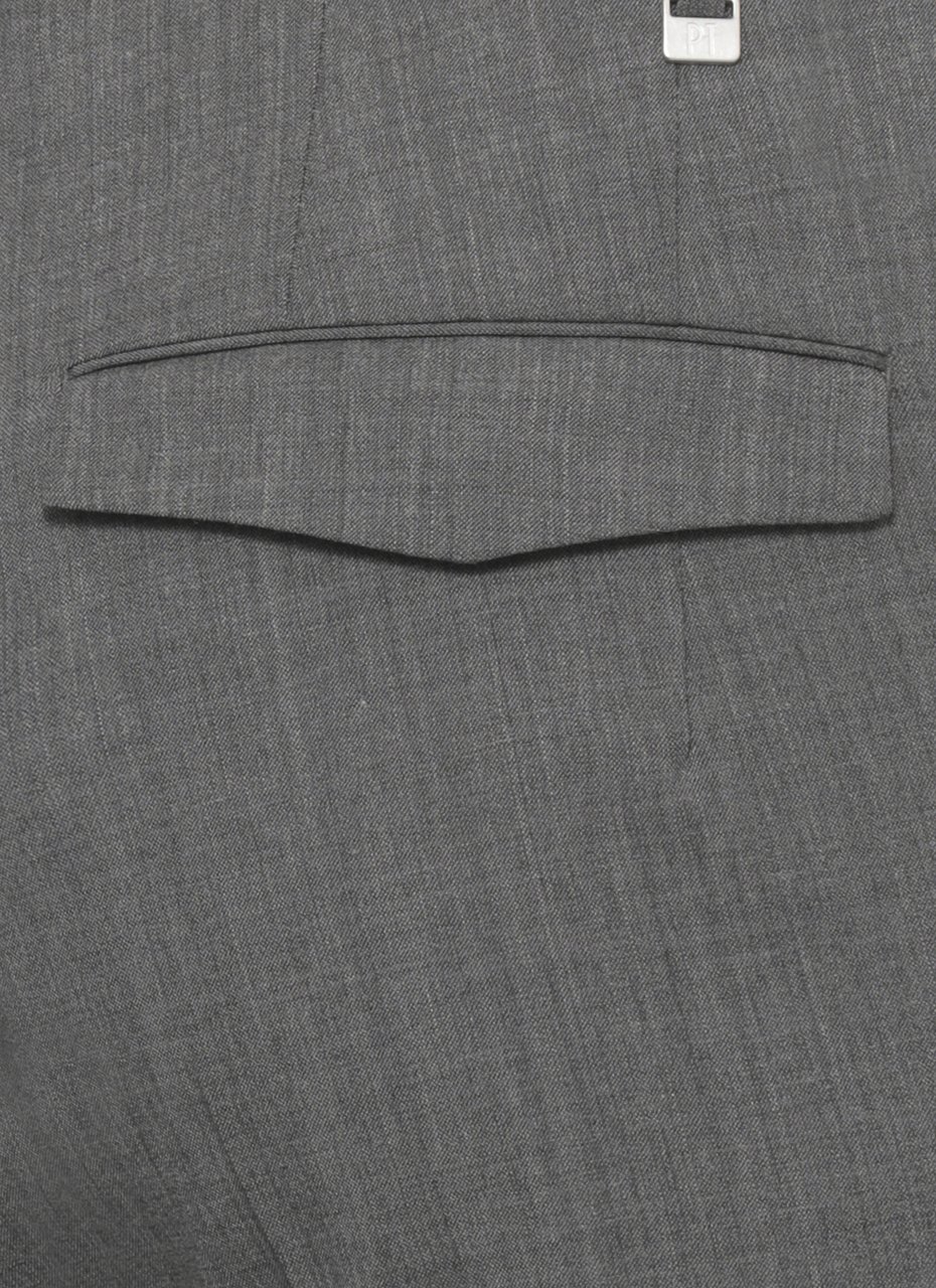 PT Torino Grey Flap Pockets Wool Formal Pants Grijs