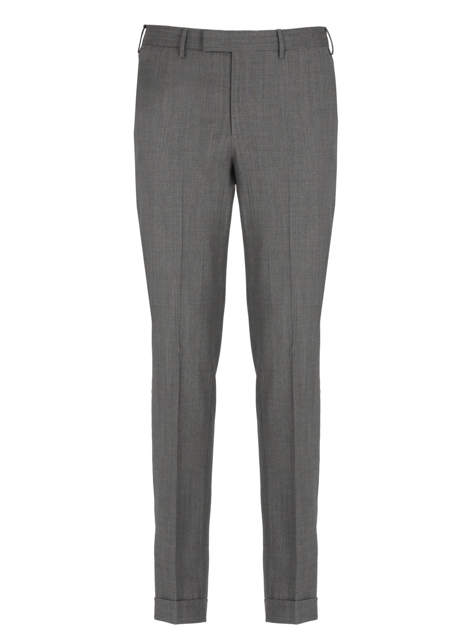 PT Torino Grey Flap Pockets Wool Formal Pants Grijs