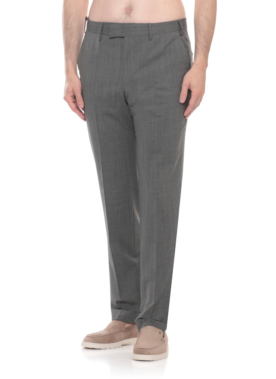 PT Torino Grey Flap Pockets Wool Formal Pants Grijs