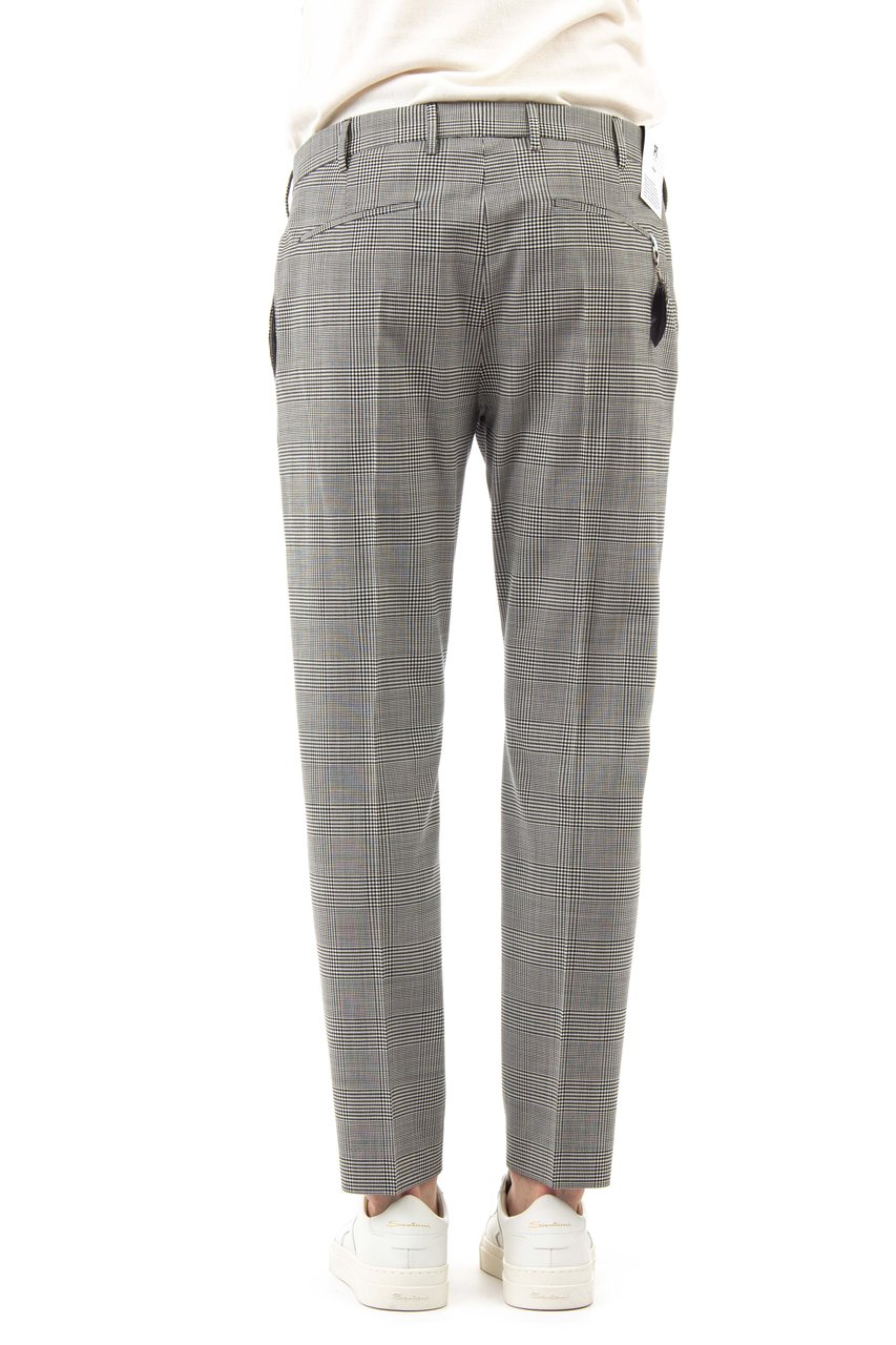 PT Torino Prince of Wales Wool Trousers Fit Ten Grijs