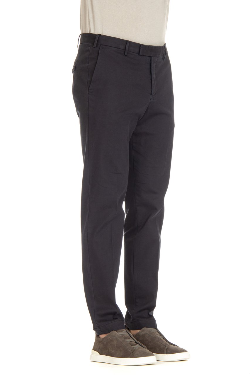 PT Torino Micro-Structure Cotton-Lyocell Master Fit Trousers Zwart