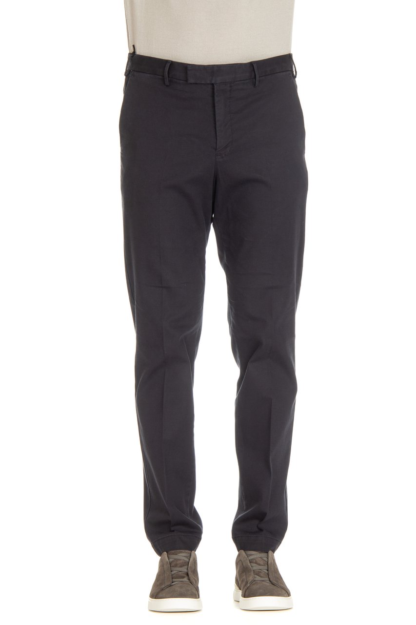 PT Torino Micro-Structure Cotton-Lyocell Master Fit Trousers Zwart