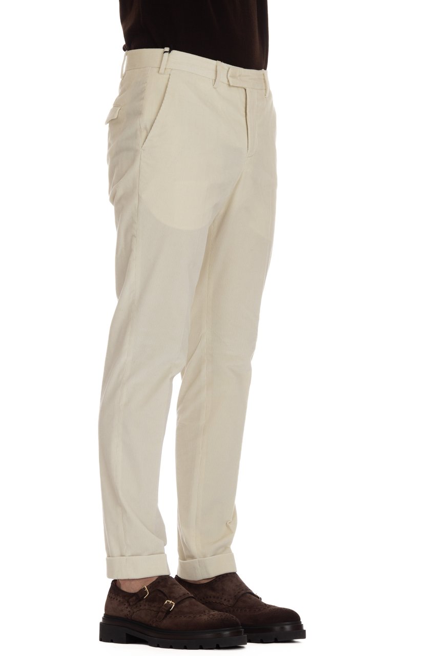 PT Torino Soft Touch Mille Righe Velvet Trousers Neutraal
