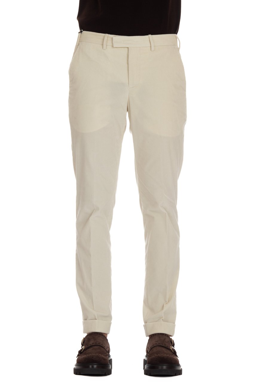 PT Torino Soft Touch Mille Righe Velvet Trousers Neutraal