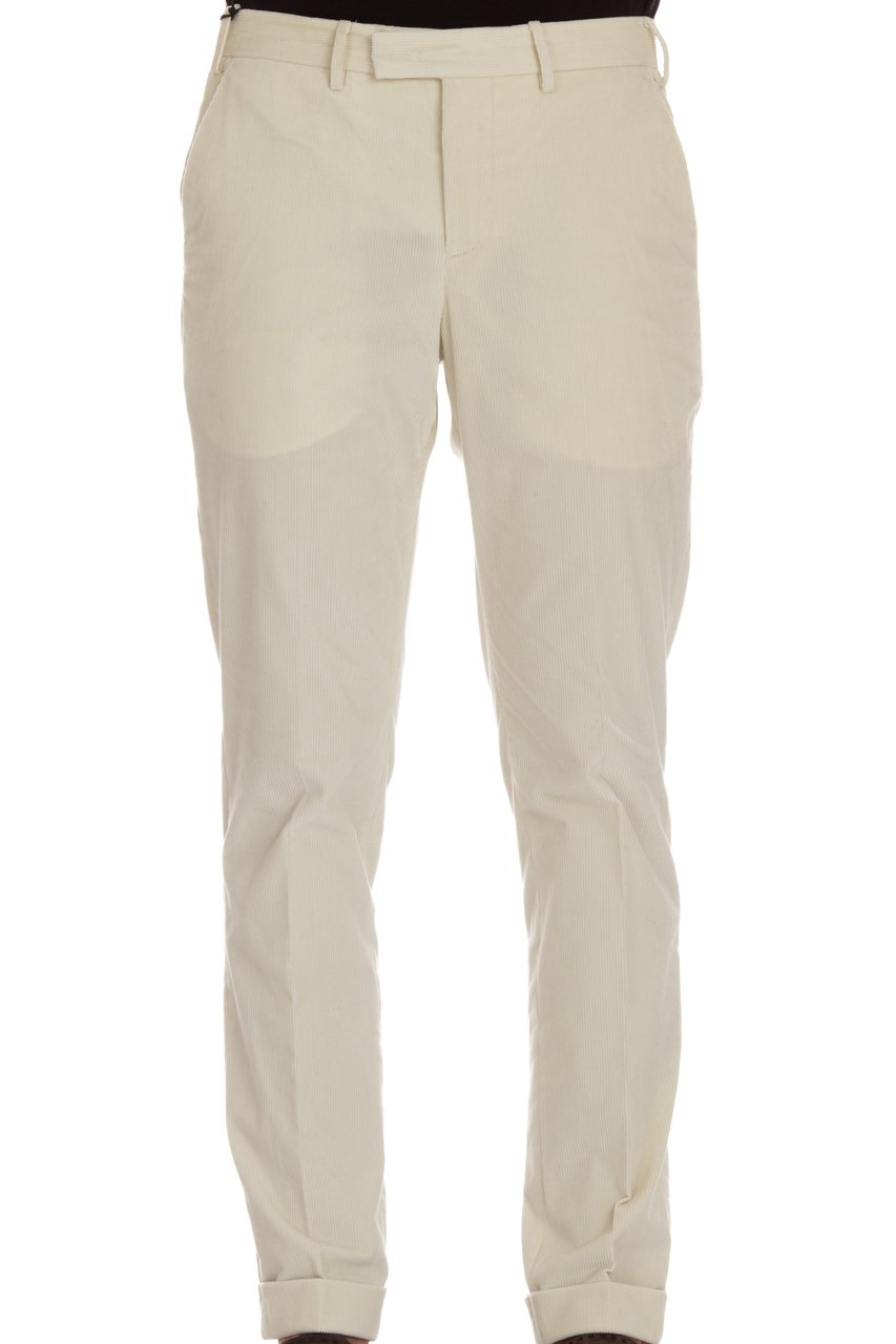 PT Torino Soft Touch Mille Righe Velvet Trousers Neutraal