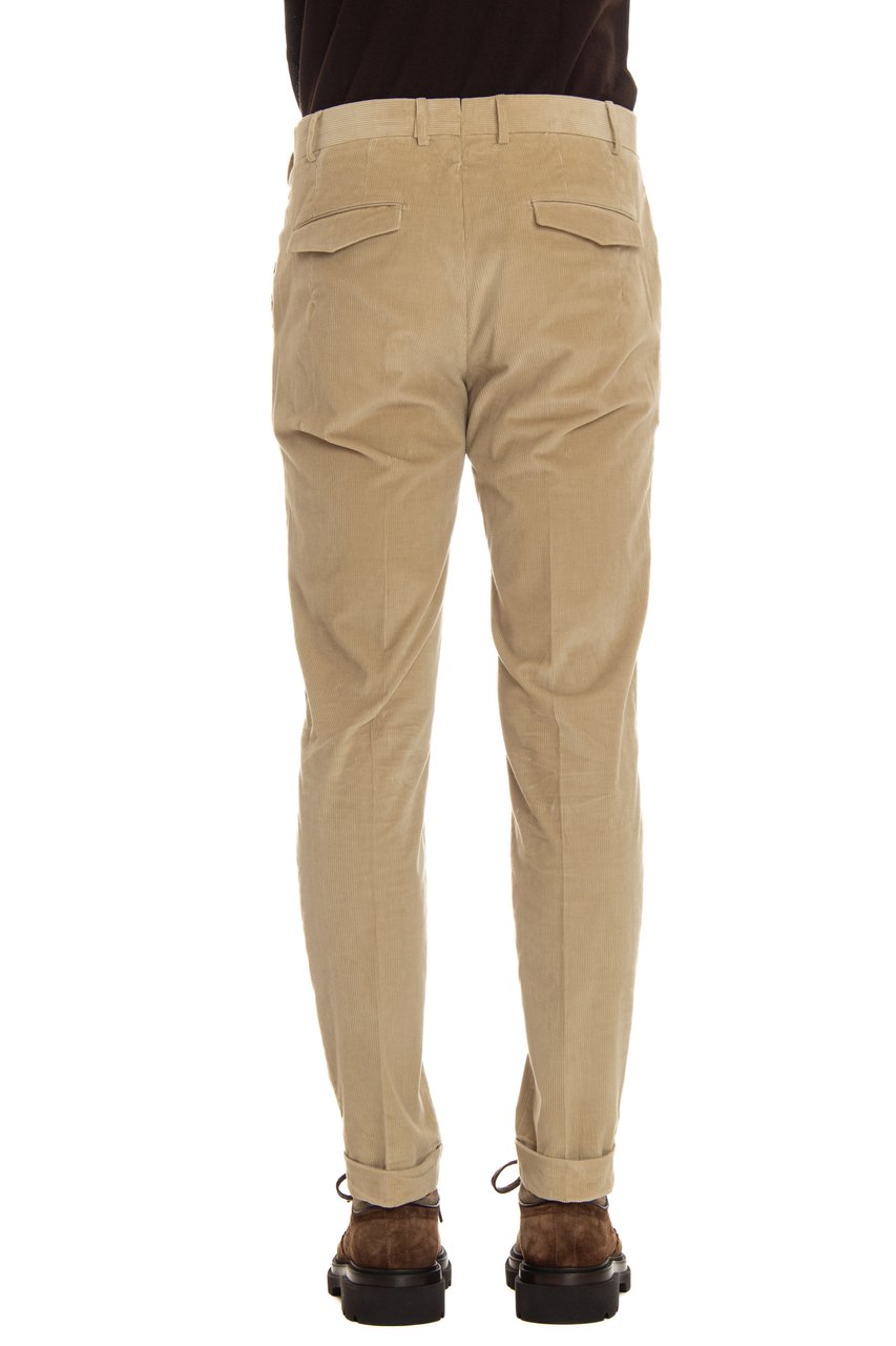PT Torino Soft Touch Mille Righe Velvet Trousers Bruin