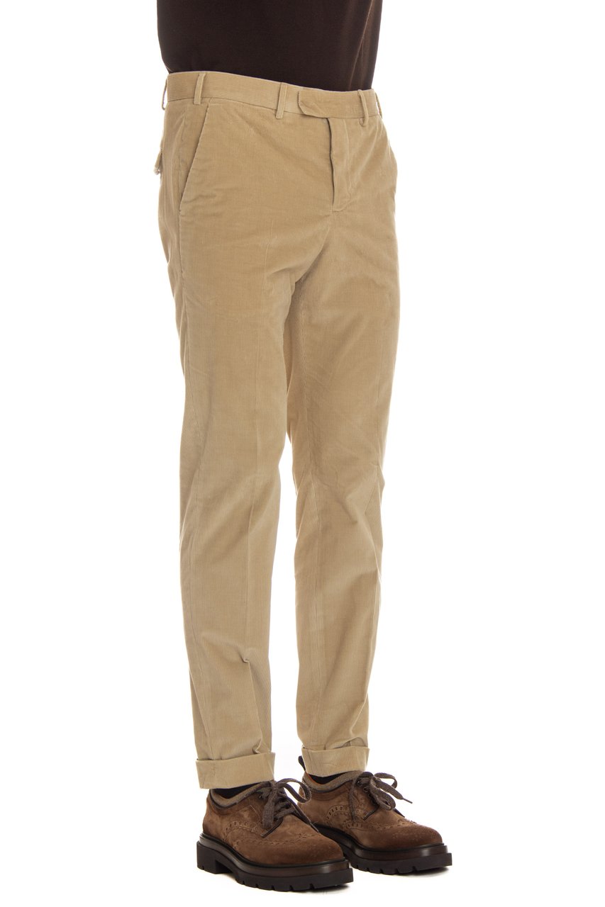 PT Torino Soft Touch Mille Righe Velvet Trousers Bruin