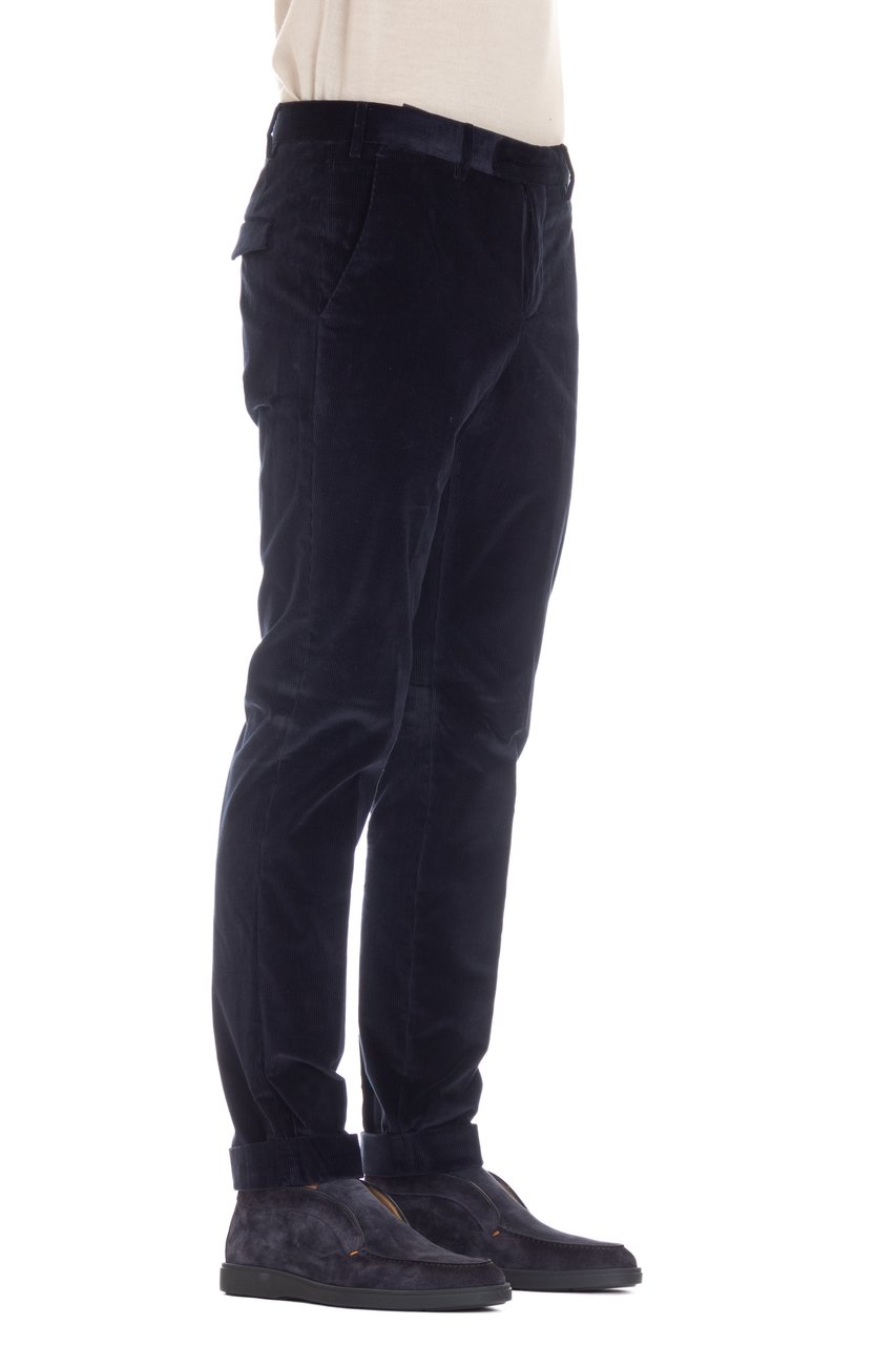 PT Torino Soft Touch Mille Righe Velvet Master Fit Trousers Zwart