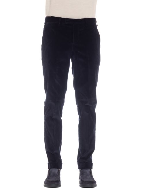PT Torino Soft Touch Mille Righe Velvet Master Fit Trousers Zwart