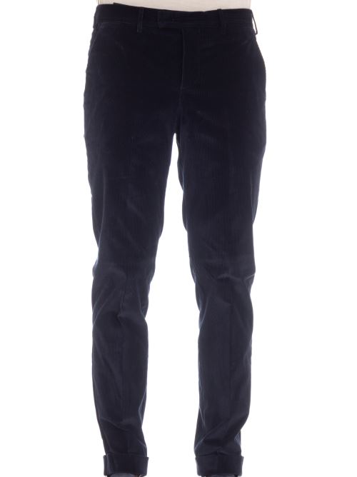 PT Torino Soft Touch Mille Righe Velvet Master Fit Trousers Zwart