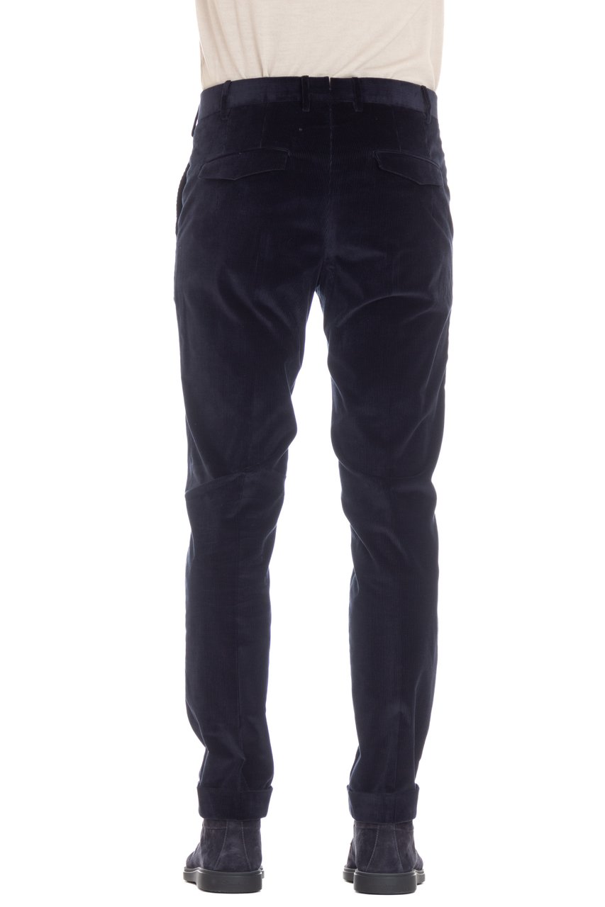 PT Torino Soft Touch Mille Righe Velvet Master Fit Trousers Zwart