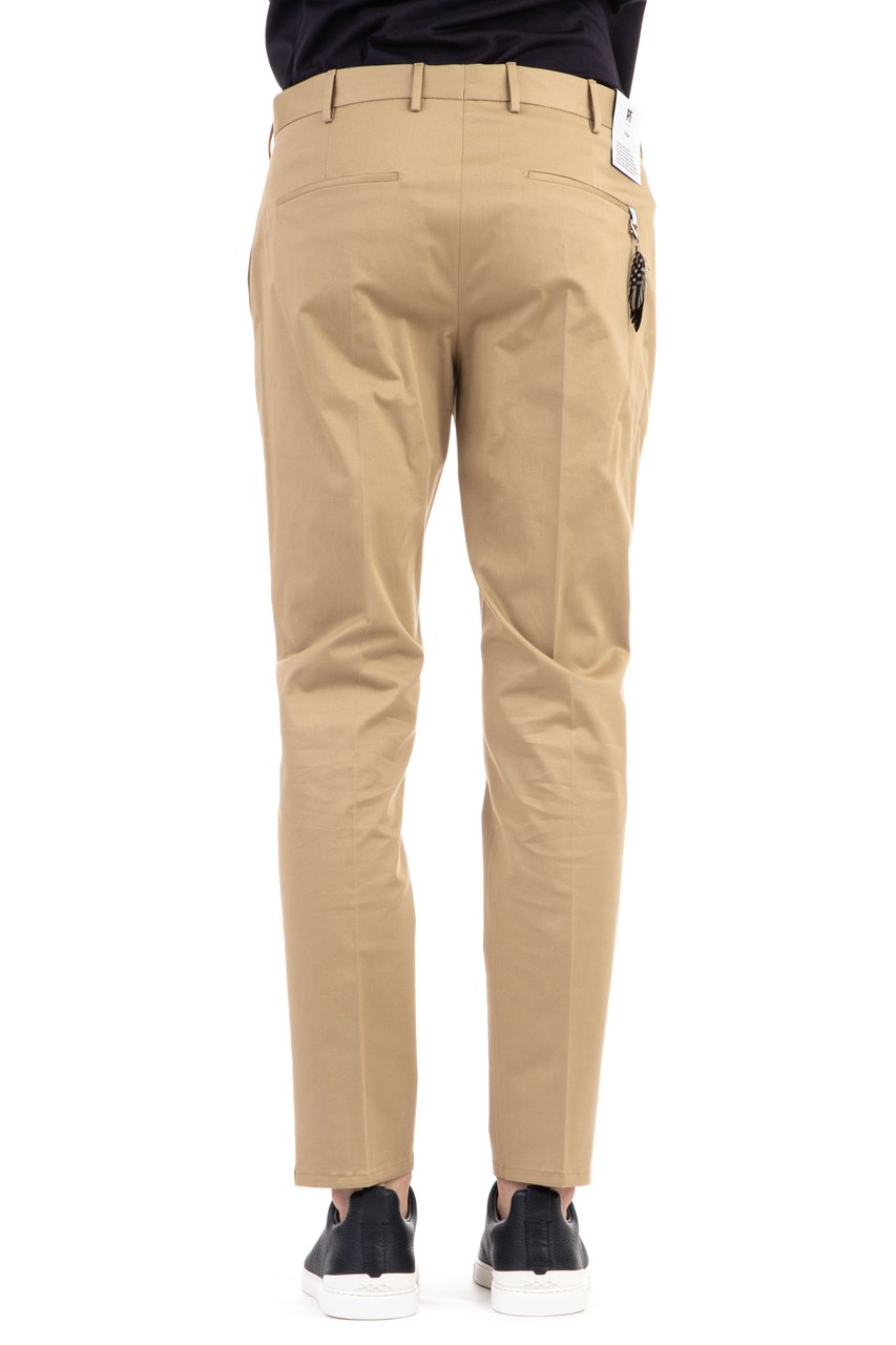 PT Torino Comfort Fit Ten Cotton Trousers Bruin