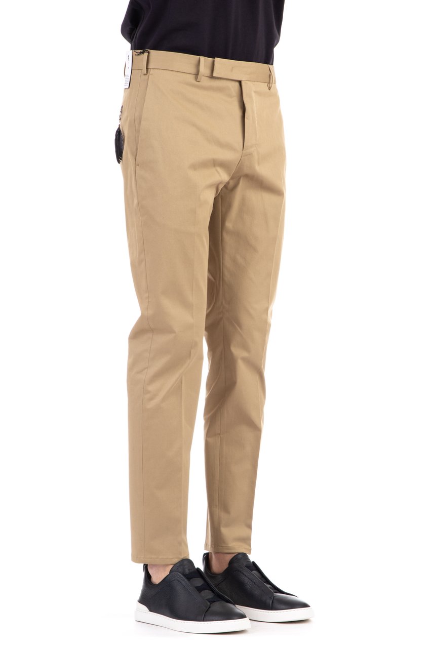 PT Torino Comfort Fit Ten Cotton Trousers Bruin