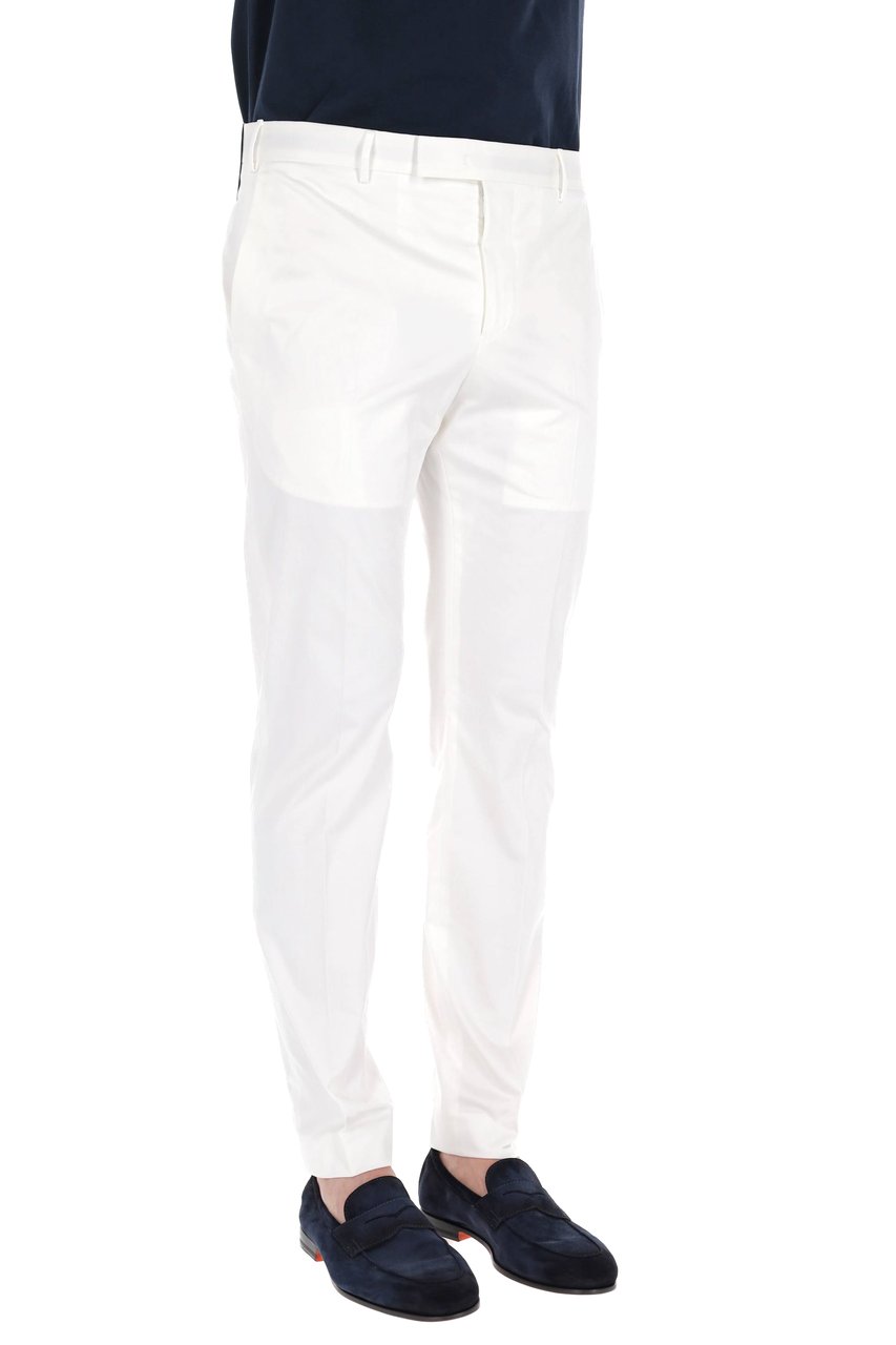 PT Torino Dieci Model Cotton Twill Trousers Wit