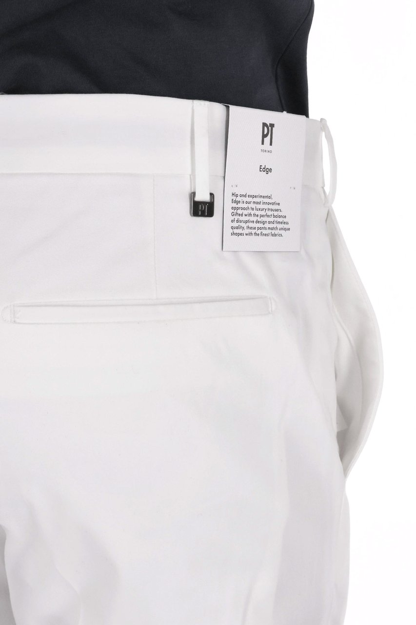 PT Torino Dieci Model Cotton Twill Trousers Wit