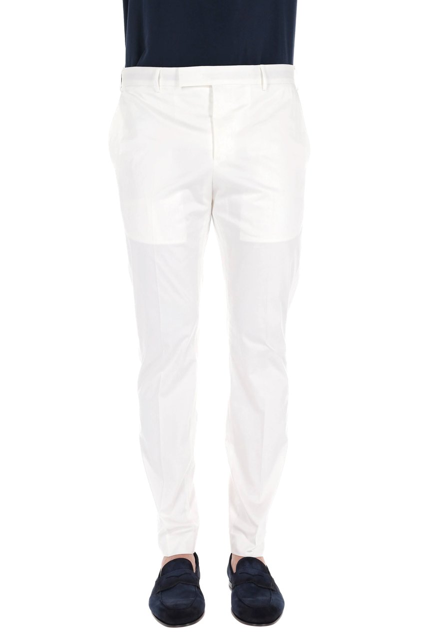 PT Torino Dieci Model Cotton Twill Trousers Wit