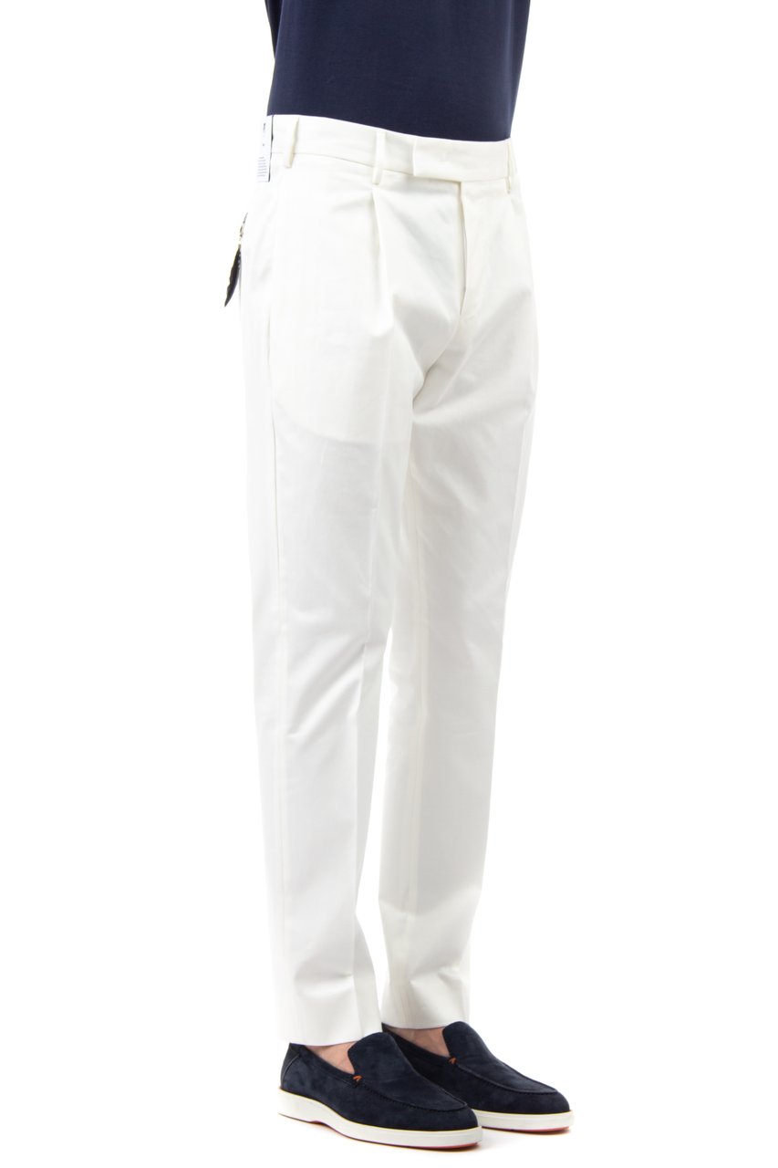 PT Torino Cotton Rasatello Fit Eleven Trousers Wit