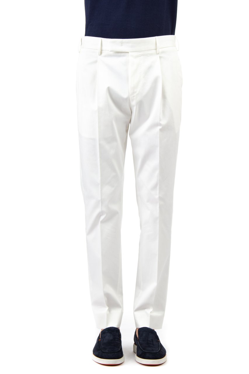 PT Torino Cotton Rasatello Fit Eleven Trousers Wit