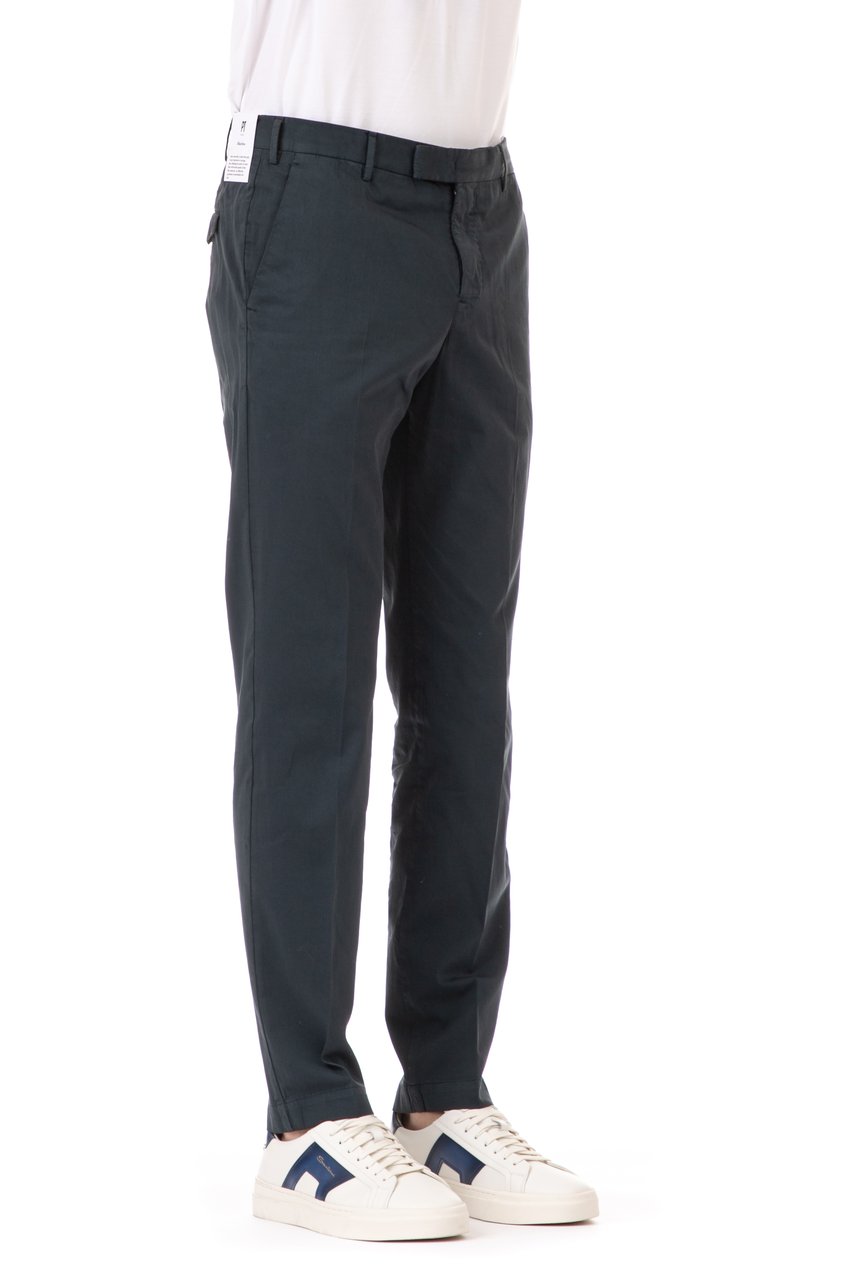 PT Torino Cotton-Silk Master Fit Trousers Zwart