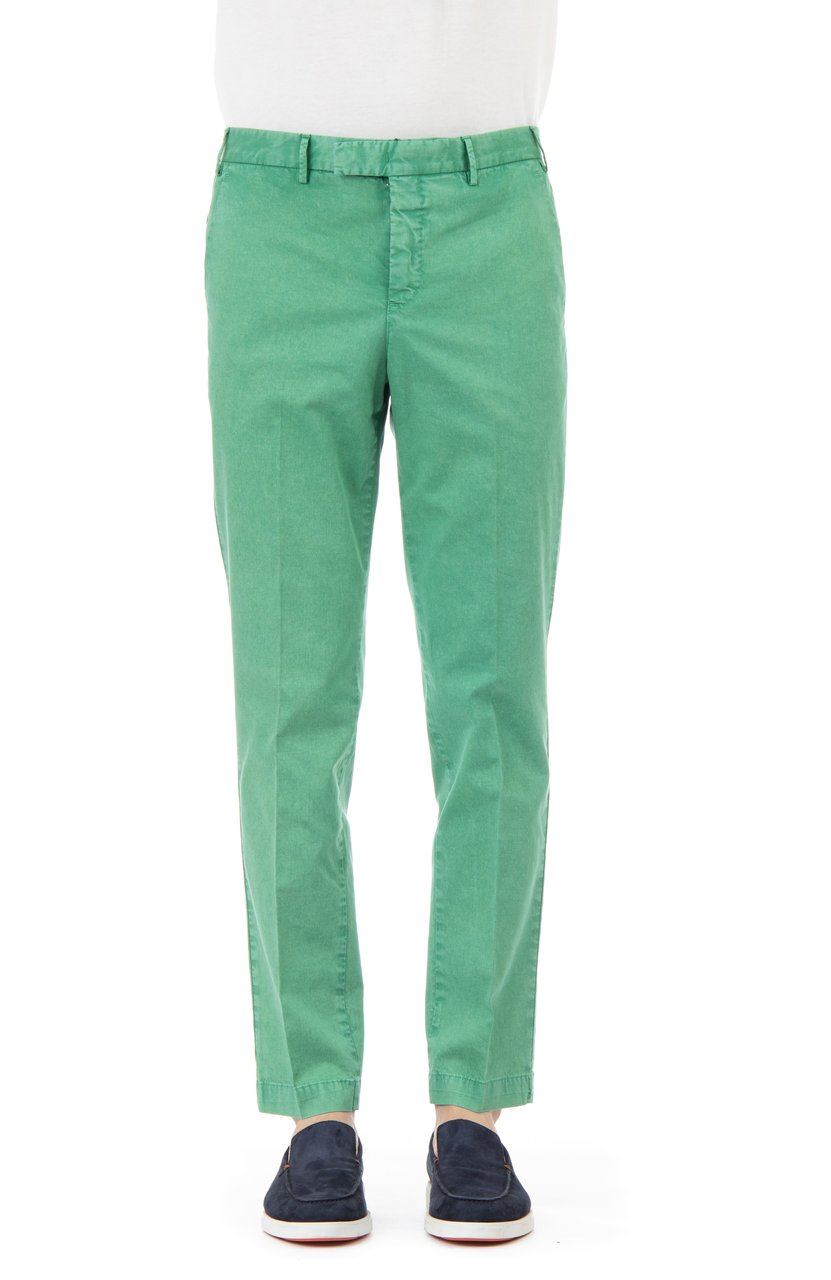 PT Torino Cotton-Linen Master Fit Trousers Blauw