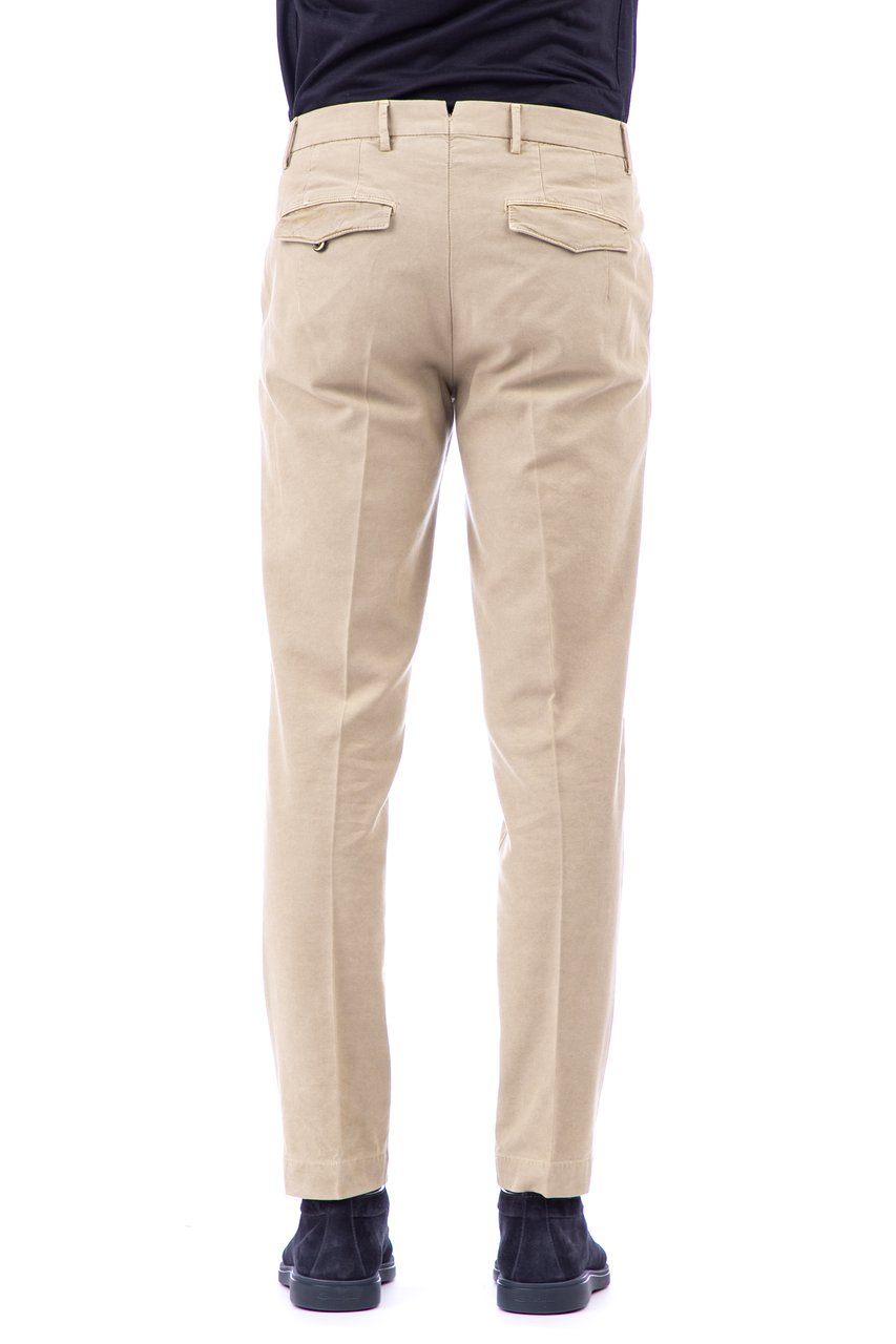 PT Torino Micro-Structure Cotton-Lyocell Master Fit 1 Pence Trousers Neutraal