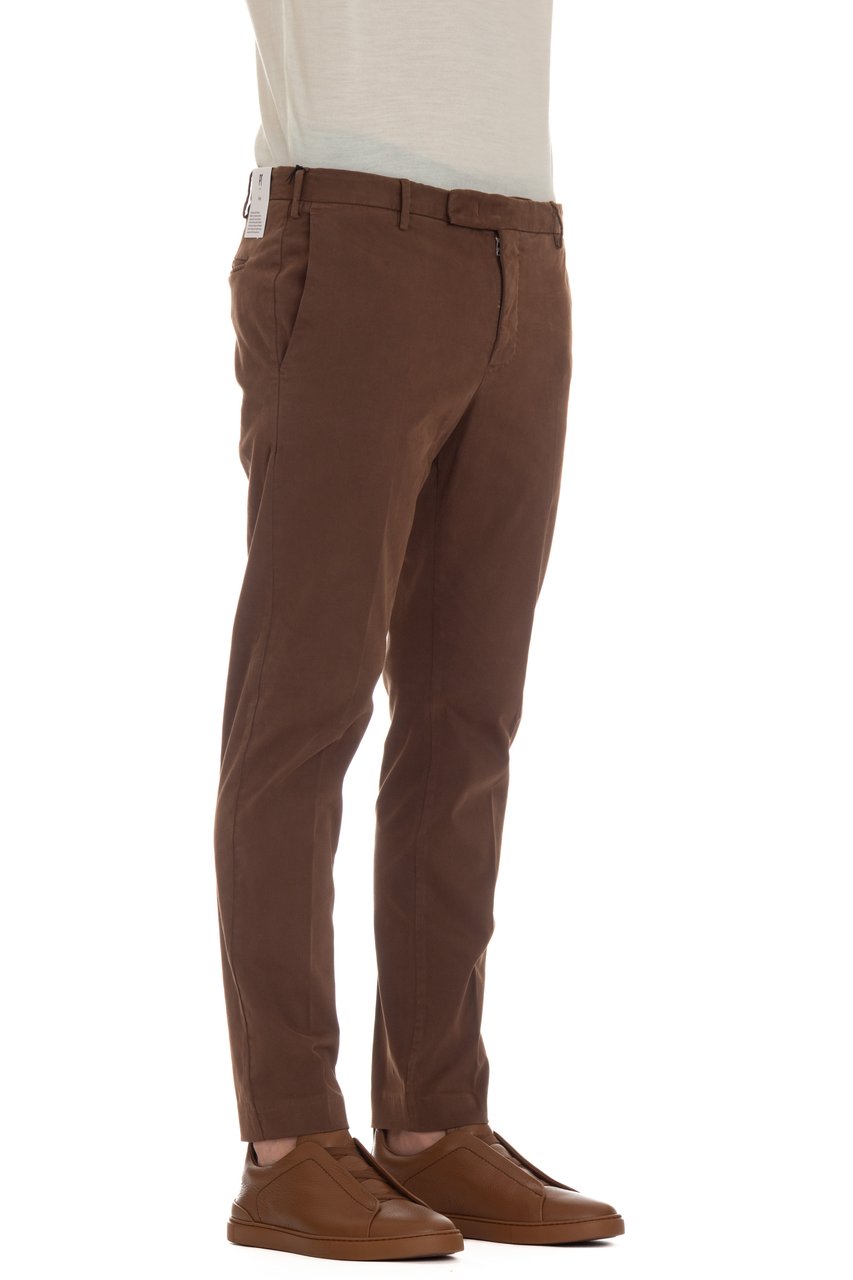 PT Torino Dieci Fit Cotton Satin Trousers Zwart