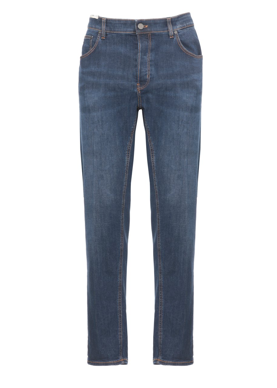 PT Torino Blue Cotton Straight-Leg Jeans Grijs