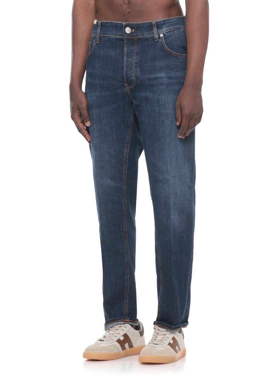 PT Torino Blue Cotton Straight-Leg Jeans Grijs